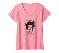 Cute But Feral: Don't Let The Smile Fool You V-Neck T-Shirt, Women, Pink, L