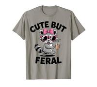 Cute But Feral Funny Colorful Racoon With Sunglasses Racoon T-Shirt