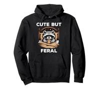Cute But Feral Funny Raccoon Sleeping On A Bed Pullover Hoodie