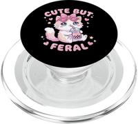 Cute But Feral Kawaii Cat with Boba Tea Pastel Goth PopSockets PopGrip for MagSafe