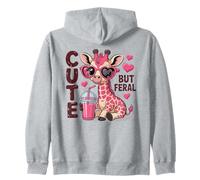 Cute But Feral Pink Giraffe Heart Sunglasses Zip Hoodie