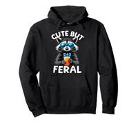 Cute But Feral Raccoon Charm Statement Fun Pullover Hoodie