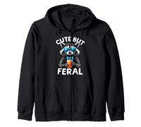 Cute But Feral Raccoon Charm Statement Fun Zip Hoodie
