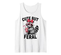 Cute But Feral Raccoon Red Bow Sunglasses Woodland Animal Tank Top