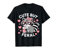 Cute But Feral Racoon Pink Glasses Toddler Girls Kids Boys T-Shirt
