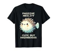 Cute But Hazardous Passive | Pixel Pufferfish Retro Gamer T-Shirt