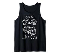 Cute But Mentally Unstable Funny Sarcastic Cat Doodle Art Tank Top