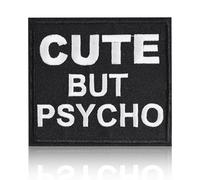CUTE BUT PSYCHO Large Patch, Humor Bold Statement Embroidery Morale Patch, Iron On/Sew On for Jacket, Backpack, Hat, Hoodie, Shoes, Funny Sarcastic Gift, Trendy Accessory for Alt Girls, Music Festival
