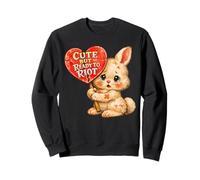 Cute But Ready To Riot Bunny Heart Retro Activist Sweatshirt