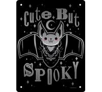 Cute but Spooky Bat Mirrored Mirrored Tin Sign 15x20cm