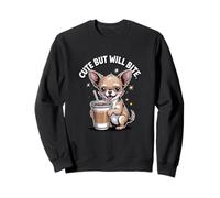 Cute But Will Bite Funny Chihuahua Iced Coffee Dog Mom Sweatshirt