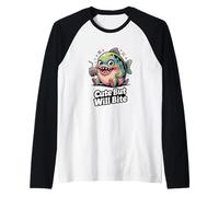 Cute But Will Bite Funny Kawaii Piranha Fish Sassy Raglan Baseball Tee