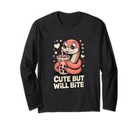 Cute But Will Bite Funny Kawaii Snake Boba Tea Reptile Long Sleeve T-Shirt