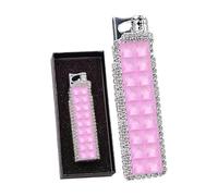 Cute butane lighter for women, small and windproof with cute glitter rhinestones on the surface, gas lighter, suitable as a gift for women(A17)