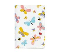 Cute Butterflies and Bees Passport Holder Pu Leather Travel Wallets Travel Gift Cruise Essentials Holiday Ducument Holder for Passports ID Card Tickets Money Boarding Passes
