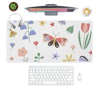 Cute Butterflies and Flowers Desk Mat Large Mouse Mats for Desk with Non-Slip Rubber Base Smooth Face Mouse Pads 90X40 CM Large Mousemat Office Decor Gift Mousepad Gaming for School Home Office Gaming