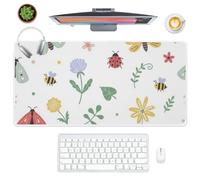 Cute Butterflies and Flowers Desk Pad Gaming Mouse Mat Large with Non-Slip Rubber Base Smooth Face Mouse Pads 80X40 CM Gaming Mousemat Office Desk Decor Gift Mousepad for School Home Office