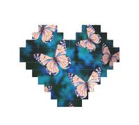 Cute Butterflies Building Brick Block Puzzle Heart Shaped, Personalized Picture Puzzles Photo Jigsaw Puzzles for Adults 3D Micro Building Blocks for Home Decor Bricks Set