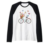 Cute Butterflies Flying Around the Bike Funny Design tee Raglan Baseball Tee