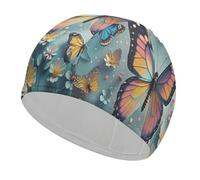 Cute Butterflies Swim Cap for Women Men Swimming Hat Bath Waterproof Pool Caps for Long Thick Curly Hair