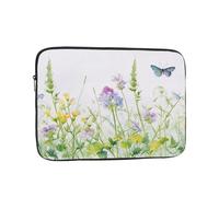 Cute Butterfly Flower Floral Shockproof Laptop Sleeve 15 Inch, Oxford Fabric Case With Foam Padding, Lightweight Protective Cover For Pad Notebook, Business School Travel Use