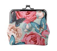 Cute Butterfly Flower Print Coin Purse for Women Compact Kiss Lock Coin Pouch Zipper Travel Shopping Gifting