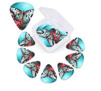Cute Butterfly On Flowers Guitar Picks 12 Pack 3 Different Thickness Celluloid Guitar Plectrums with Guitar Pick Storage Box Personalized Guitar Pick for Acoustic Guitar Picks