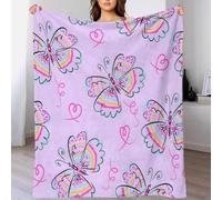 Cute Butterfly Pink Purple 3D Printed Throw Blanket for Boys Girls Toddler Plush Lightweight Soft Cozy Fleece Throw Blanket,All Season Couch Sofa 40x50inch(100x130cm)