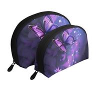 Cute Butterfly Print Shell-Shaped 2-Piece Makeup Bag Set Travel Cosmetic Organiser Stylish Storage for Beauty & Gifts for Women Girls