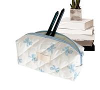 Cute Button and Cosmetic Bag | Bow Pattern Stationery Bag, School Products, Portable Toiletry Bag, Cosmetic Organizer for College Student, blue, Fare riferimento alla descrizione, Please refer to