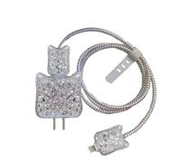 Cute Cable Protector Cover for iPhone Charger,Shiny Glitter Data Line Cable USB Wire Saver Kawaii Cat Ear Shape Design,Decoration Cable Saver,DIY Soft Charger Cord Protector for iPad Charger Cover