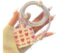 Cute Cable Protector for iPhone Adapter Charger Cover,Lovely Bow Data Line Cable USB Wire Saver Charger Protector for Women Girl,DIY Charging Cord Protector for iPhone iPad 18W/20W 14 15 16 17 Pro Max