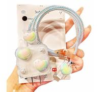 Cute Cable Protector for iPhone Charger,Glitter 3D Love-Heart with Pearls Design for Women,Soft Wave Shape Charging Cord Protector,Cable Charger Protector,Wire Cord Saver for iPhone 14 15 16 Pro Max