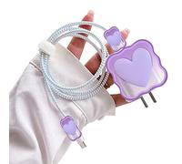 Cute Cable Protector for iPhone Charger with Unique Design 3D Love Heart Data Cable USB Charger Data Line Phone Wire Saver Protector for iPhone 11 12 13 14 Pro Max Charger Protector-Purple