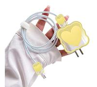 Cute Cable Protector for iPhone Charger with Unique Design 3D Love Heart Data Cable USB Charger Data Line Phone Wire Saver Protector for iPhone 11 12 13 14 Pro Max Charger Protector-Yellow