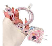 Cute Cable Protector for iPhone iPad 18W/20W Charger Cover,3D Air Cushion Small Beads Charger Cord Protector,Astronaut Pattern Charging Cord Protector for iPhone 12 13 14 15 16 Plus Pro Max-Pink