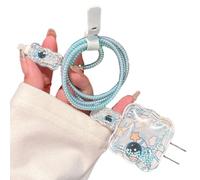 Cute Cable Protector for iPhone iPad 18W/20W Charger Cover,3D Air Cushion Small Beads Charger Cord Protector,Astronaut Pattern Charging Cord Protector for iPhone 12 13 14 15 16 Plus Pro Max-Blue