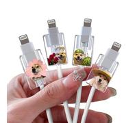 Cute Cable Protector for iPhone Type-c Charger,Cartoon Shiba Inu Dog Design 4 PCS Set Cable Case for Women Girls Kids Teen,Cable Sleeve Charging Cord Protector Cable Chomper Cord Saver