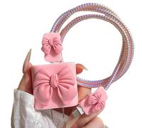 Cute Cable Protector for iPhone18W/20W Power Charger Adapter,Simple Elegant 3D Bow Tie Charger Cord Protector,DIY Phone Charger Data Line Cable USB Wire Saver for iPhone Charger Cover-Pink Bowknot