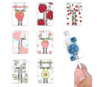 Cute Cable Protector Set Compatible for iPhone Type-c,Strawberry Peach Kiwi Blueberry Fruits Design 8pcs Soft Phone Charger Protector,Cable Sleeve, Charging Cord Protector,Cable Chomper,Cord Saver