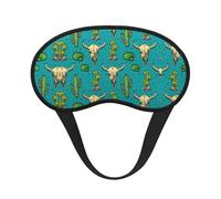 Cute Cactus and Skull of Bull Print Blackout Sleep Mask - Side Sleeper Eye Cover, Soft Comfort, Perfect for Travel, Meditation