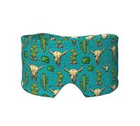 Cute Cactus and Skull of Bull Print Sleep Eye and Ear Muffs Mask - Adjustable Yoga Travel Headband, Keep Warm Shading Comfortable Aid