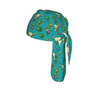 Cute Cactus and Skull of Bull Printed Breathable Cycling Cap, Moisture Wicking Headwrap Do Rag, for Tactical Paintball Use