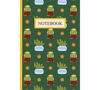 CUTE CACTUS COMPOSITION NOTEBOOK: Green seamless pattern cover, 6”X9”,College Ruled, 120 Pages,