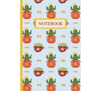 CUTE CACTUS COMPOSITION NOTEBOOK: Light blue seamless pattern cover, 6”X9”,College Ruled, 120 Pages,