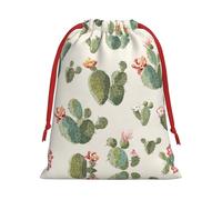 Cute Cactus Print Gift Reusable Bag Drawstring Festive Birthday Presents Daily Storage Office Supplies