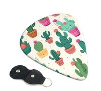 Cute Cactus Seamless Illustration Guitar Plectrums, 6 Guitar Plectrums, Printed on both sides for Electric Guitar Bass Ukulele (0.46 mm 0.71 mm 0.96 mm)