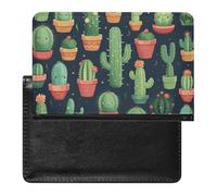 Cute Cactus Seamless Illustration Passport Holder & Travel Wallet Passport Cover Protector Essentials with Credit Card Slots