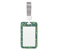 Cute Cactus Seamless Illustration Print Id Card Holder,Badge Holder with Lanyard,Work Pass Protector for Office Staff School Nurse