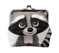 Cute Cactus Seamless Illustration Prints Coin Purses with Kiss-lock, PU Leather Mini Pouch Change Wallet for Men Women, Cartoon Cute Raccoon Print, One Size, Fashion
